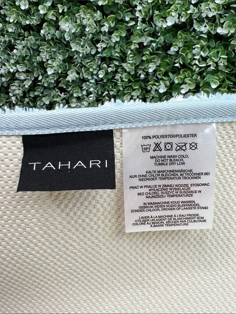 Tahari Blue and White Pinstripe Bath Mat Set NEW